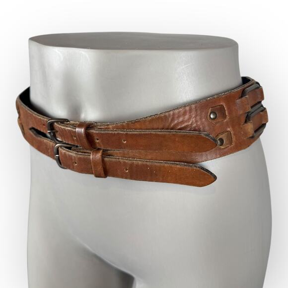 Vintage Brown Wide Leather Belt - Picture 6 of 7